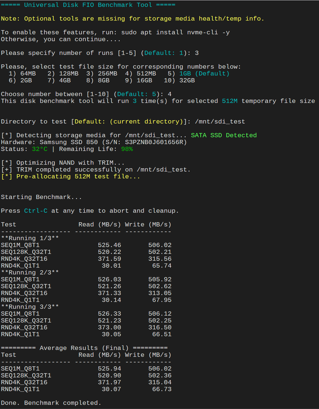 SATA SSD Benchmark